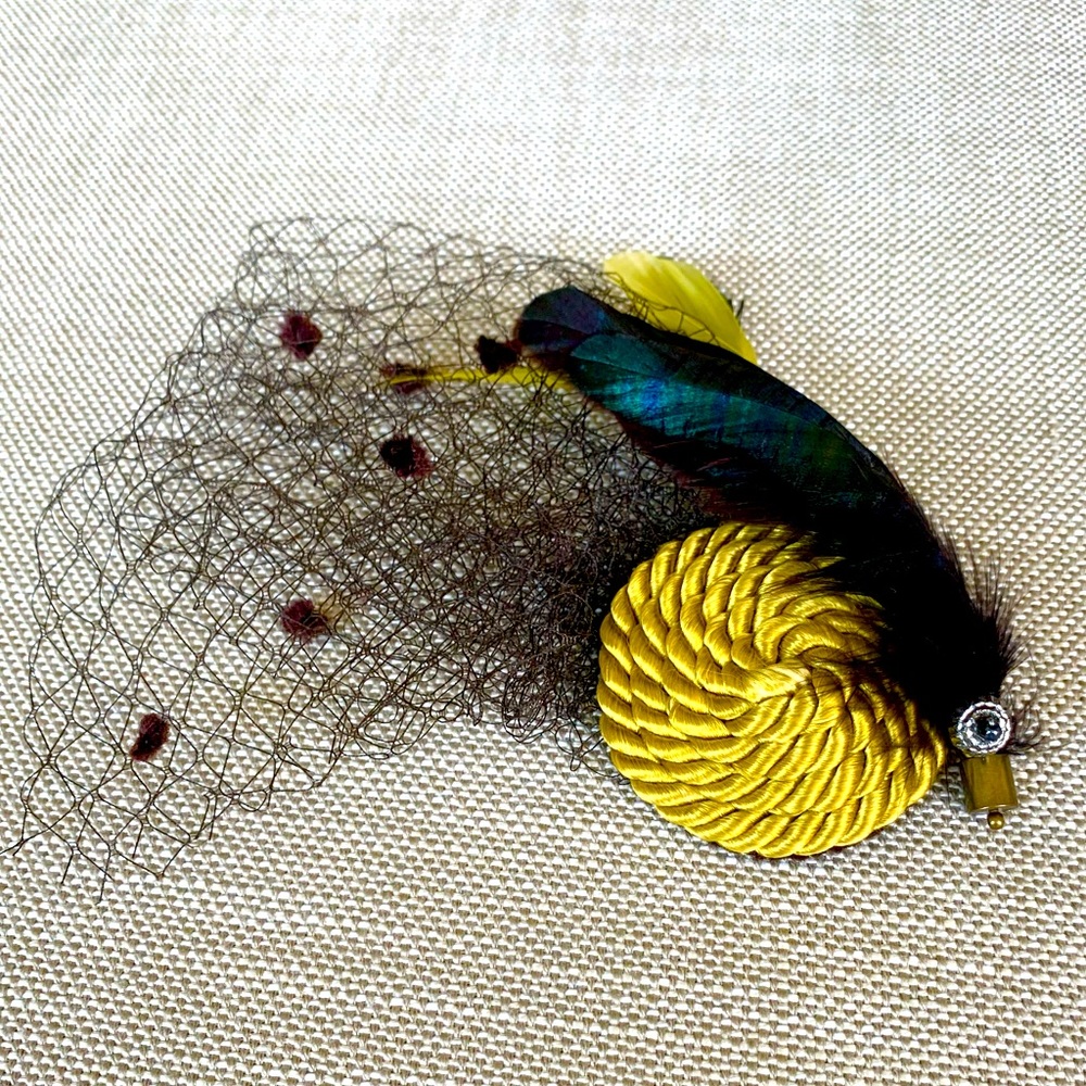 Antique Feather and Silk Clip from Paris